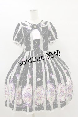 画像1: metamorphose / すみれのブーケ半袖ワンピース サイズ1 ブラック H-25-08-12-067-ME-OP-NS-ZH