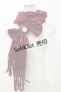 画像1: Amavel / プレート付きリボンストール  ボルドー H-25-08-12-024-CA-ZA-NS-ZT450