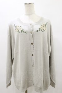 axes femme / バラ刺しゅうニットカーディガン LL グレー H-25-08-12-037-AX-TO-NS-ZH