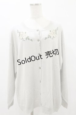 画像1: axes femme / バラ刺しゅうニットカーディガン LL グレー H-25-08-12-037-AX-TO-NS-ZH