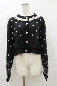 Princess Melody / ハート柄ショートカーディガン Free ブラック/オフ H-25-08-12-039-EL-TO-NS-ZH
