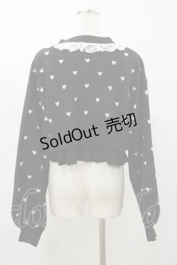画像2: Princess Melody / ハート柄ショートカーディガン Free ブラック/オフ H-25-08-12-039-EL-TO-NS-ZH