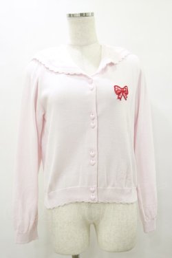 画像1: Nile Perch / リボンワッペンセーラーカーディガン Free ピンク H-25-08-12-041-LO-TO-NS-ZH