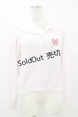画像1: Nile Perch / リボンワッペンセーラーカーディガン Free ピンク H-25-08-12-041-LO-TO-NS-ZH