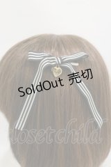 Angelic Pretty / ハートチャームストライプリボンクリップ  ブラック H-25-08-12-005-AP-AC-NS-ZH