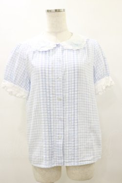 画像1: Nile Perch / ギンガムチェックブラウス Free サックス H-25-08-12-044-LO-BL-NS-ZH