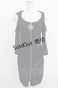 画像1: KILL STAR / フード付きZIPパーカーワンピ　 XS 黒 H-25-08-13-025-SL-OP-KB-ZH