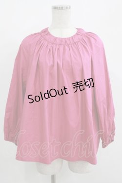 画像1: Jane Marple Dans Le Salon / ギャザーカラーブラウス  ピンク H-25-08-13-045-JM-BL-KB-ZH