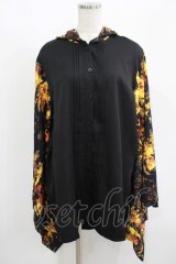 NieR Clothing / 着物風袖フードシャツ  黒 H-25-08-13-046-PU-BL-KB-ZH