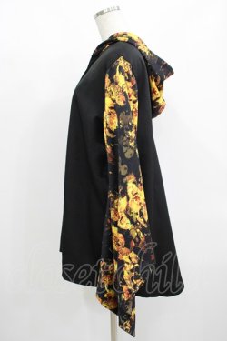 画像2: NieR Clothing / 着物風袖フードシャツ  黒 H-25-08-13-046-PU-BL-KB-ZH
