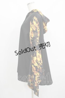 画像2: NieR Clothing / 着物風袖フードシャツ  黒 H-25-08-13-046-PU-BL-KB-ZH