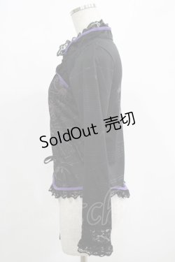 画像2: h.NAOTO / レースアッププリントカットソー  黒×紫 H-25-08-13-050-HN-TO-KB-ZH