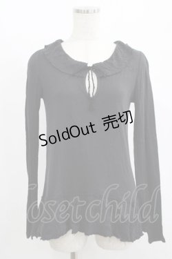 画像1: Katie / コットンダメージフリルカットソー  ブラック H-25-08-13-051-LO-TO-KB-ZH