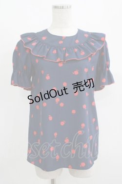 画像1: MILK / Littleアップルブラウス  ネイビー×レッド H-25-08-13-053-ML-BL-KB-ZH