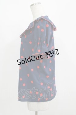 画像2: MILK / Littleアップルブラウス  ネイビー×レッド H-25-08-13-053-ML-BL-KB-ZH