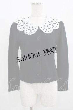 画像1: MILK / カットワークカラーカーディガン  黒×白 H-25-08-13-054-ML-TO-KB-ZH