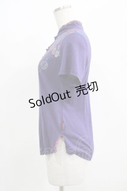 画像2: Ozz oneste / 刺繍チャイナカットソー  紫 H-25-08-13-061-OO-TO-KB-ZH
