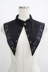 Ozz oneste / 秋薔薇付け襟  黒×青 H-25-08-13-067-OO-ZA-KB-ZH
