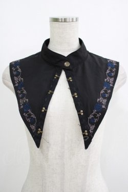画像1: Ozz oneste / 秋薔薇付け襟  黒×青 H-25-08-13-067-OO-ZA-KB-ZH