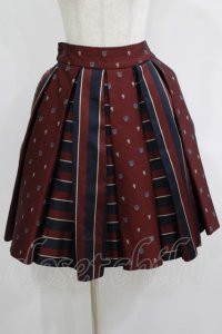 Jane Marple / Regimental StripeとEMBジャガードのゴアードスカート  ネイビー×ワイン H-25-08-13-008-JM-SK-KB-ZH