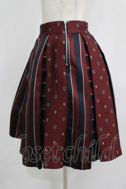 画像2: Jane Marple / Regimental StripeとEMBジャガードのゴアードスカート  ネイビー×ワイン H-25-08-13-008-JM-SK-KB-ZH
