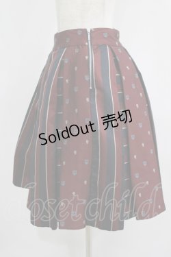 画像2: Jane Marple / Regimental StripeとEMBジャガードのゴアードスカート  ネイビー×ワイン H-25-08-13-008-JM-SK-KB-ZH