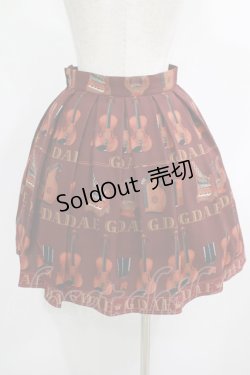 画像3: Jane Marple / バイオリンプリントのミニスカート M ボルドー×ボルドーリボン H-25-08-13-015-JM-SK-KB-ZH