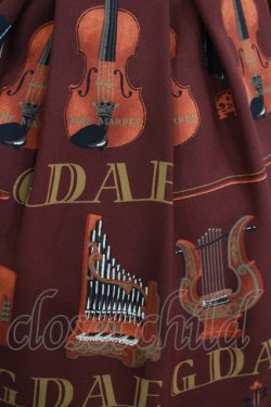 画像4: Jane Marple / バイオリンプリントのミニスカート M ボルドー×ボルドーリボン H-25-08-13-015-JM-SK-KB-ZH