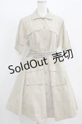 Jane Marple Dans Le Salon / コットンタイプライターのミリタリーシャツワンピース  ベージュ H-25-08-13-021-JM-OP-KB-ZH