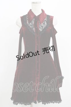 画像1: KILL STAR / 肩あきベロアワンピース XS ボルドー H-25-08-13-022-SL-OP-KB-ZH