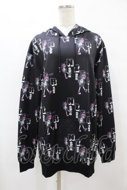 画像1: NieR Clothing / プリントプルパーカー  黒 H-25-08-14-050-PU-TO-KB-ZH