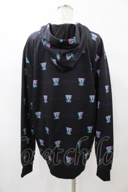 画像2: NieR Clothing / 総柄フードカーディガン  黒 H-25-08-14-051-PU-TO-KB-ZH