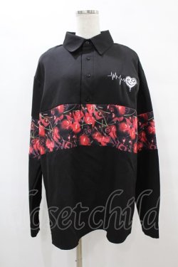 画像1: NieR Clothing / プリント切替ブラウス  黒×チェリープリント H-25-08-14-052-PU-BL-KB-ZH