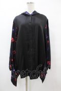 NieR Clothing / 着物風袖フードシャツ  黒 H-25-08-14-053-PU-BL-KB-ZH