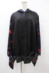 NieR Clothing / 着物風袖フードシャツ  黒 H-25-08-14-053-PU-BL-KB-ZH