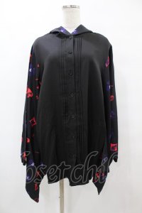 NieR Clothing / 着物風袖フードシャツ  黒 H-25-08-14-053-PU-BL-KB-ZH