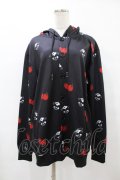 NieR Clothing / 総柄フードカーディガン  黒 H-25-08-14-054-PU-TO-KB-ZH