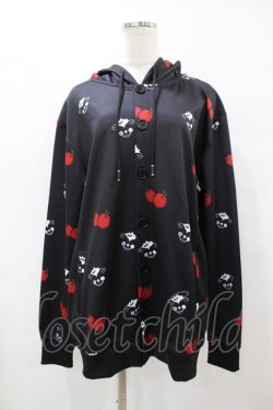 画像1: NieR Clothing / 総柄フードカーディガン  黒 H-25-08-14-054-PU-TO-KB-ZH