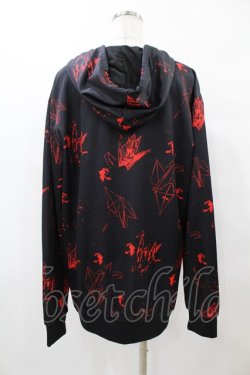 画像2: NieR Clothing / 総柄ZIPパーカー  黒×赤 H-25-08-14-055-PU-TO-KB-ZH