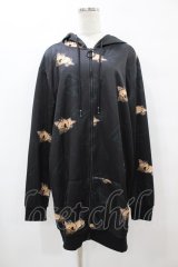 NieR Clothing / 総柄ZIPパーカー  黒 H-25-08-14-056-PU-TO-KB-ZH