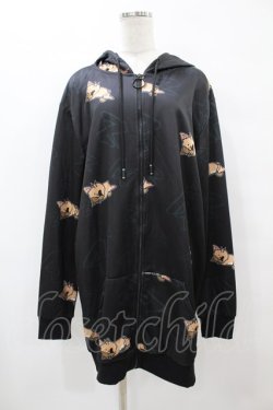 画像1: NieR Clothing / 総柄ZIPパーカー  黒 H-25-08-14-056-PU-TO-KB-ZH