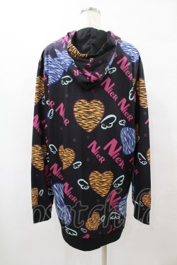 画像2: NieR Clothing / 総柄ZIPパーカー  黒 H-25-08-14-057-PU-TO-KB-ZH