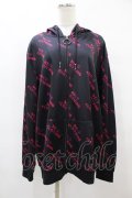 NieR Clothing / 総柄ZIPパーカー  黒×ピンク H-25-08-14-058-PU-TO-KB-ZH