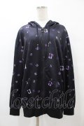 NieR Clothing / 総柄ZIPパーカー  黒×紫 H-25-08-14-059-PU-TO-KB-ZH