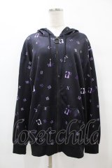 NieR Clothing / 総柄ZIPパーカー  黒×紫 H-25-08-14-059-PU-TO-KB-ZH