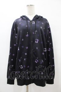 NieR Clothing / 総柄ZIPパーカー  黒×紫 H-25-08-14-059-PU-TO-KB-ZH