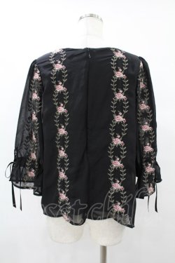 画像2: an another angelus / 壁紙ローズ刺繍プルオーバーブラウス Free BLACK H-25-08-14-1028-CA-BL-NS-ZH