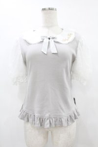Angelic Pretty / ロゴ刺繍カラー半袖カットソー Free グレー H-25-08-14-1033-AP-TO-NS-ZH