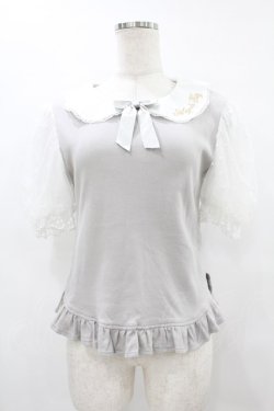 画像1: Angelic Pretty / ロゴ刺繍カラー半袖カットソー Free グレー H-25-08-14-1033-AP-TO-NS-ZH