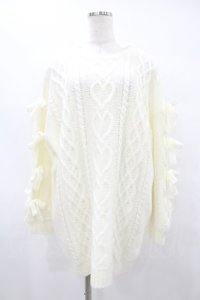 Honey Cinnamon / 袖リボンハートニットワンピース Free オフ H-25-08-14-1037-LO-OP-NS-ZH